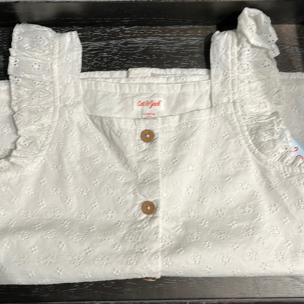 Girls Cat and Jack White Frilly Tank
